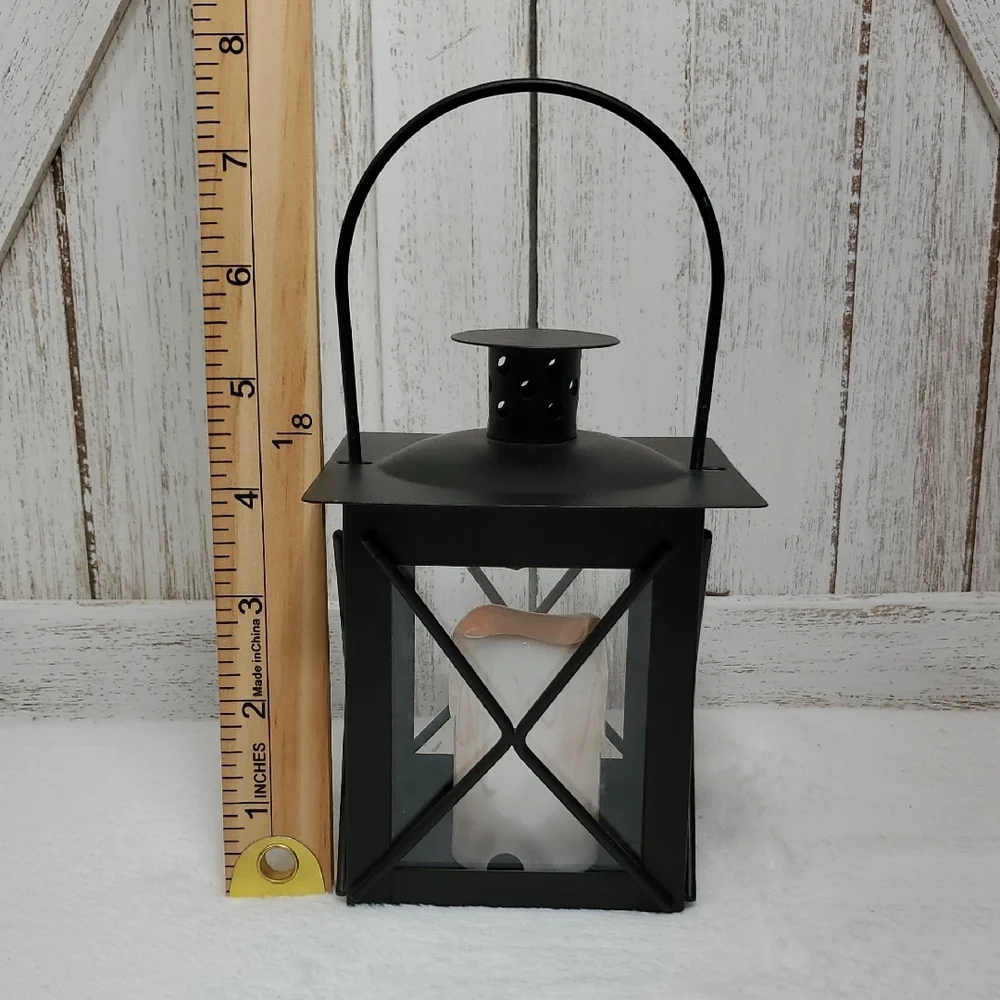 Black Metal Lantern With Candle